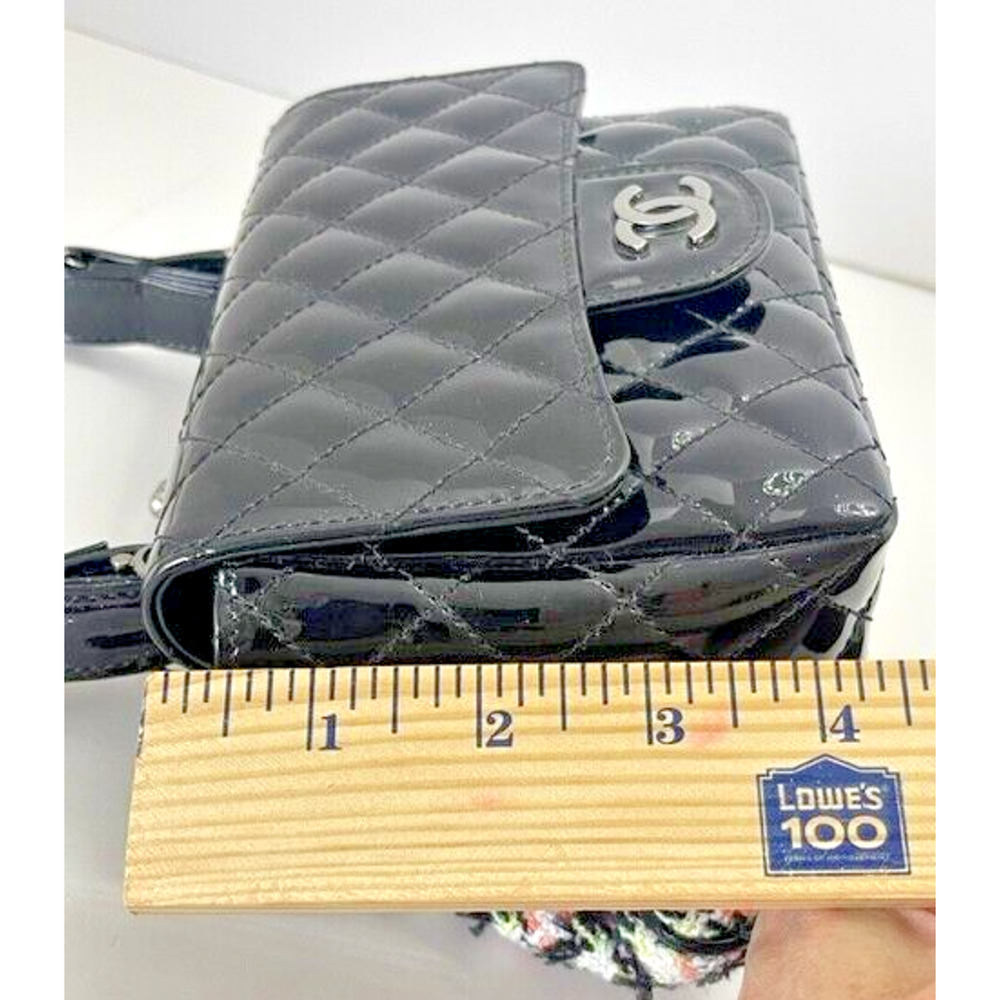 Chanel TWIN Exclusive Edition Patent Black &Tweed Mini Kiss Lock Flap Double Bag - Picture 11 of 14